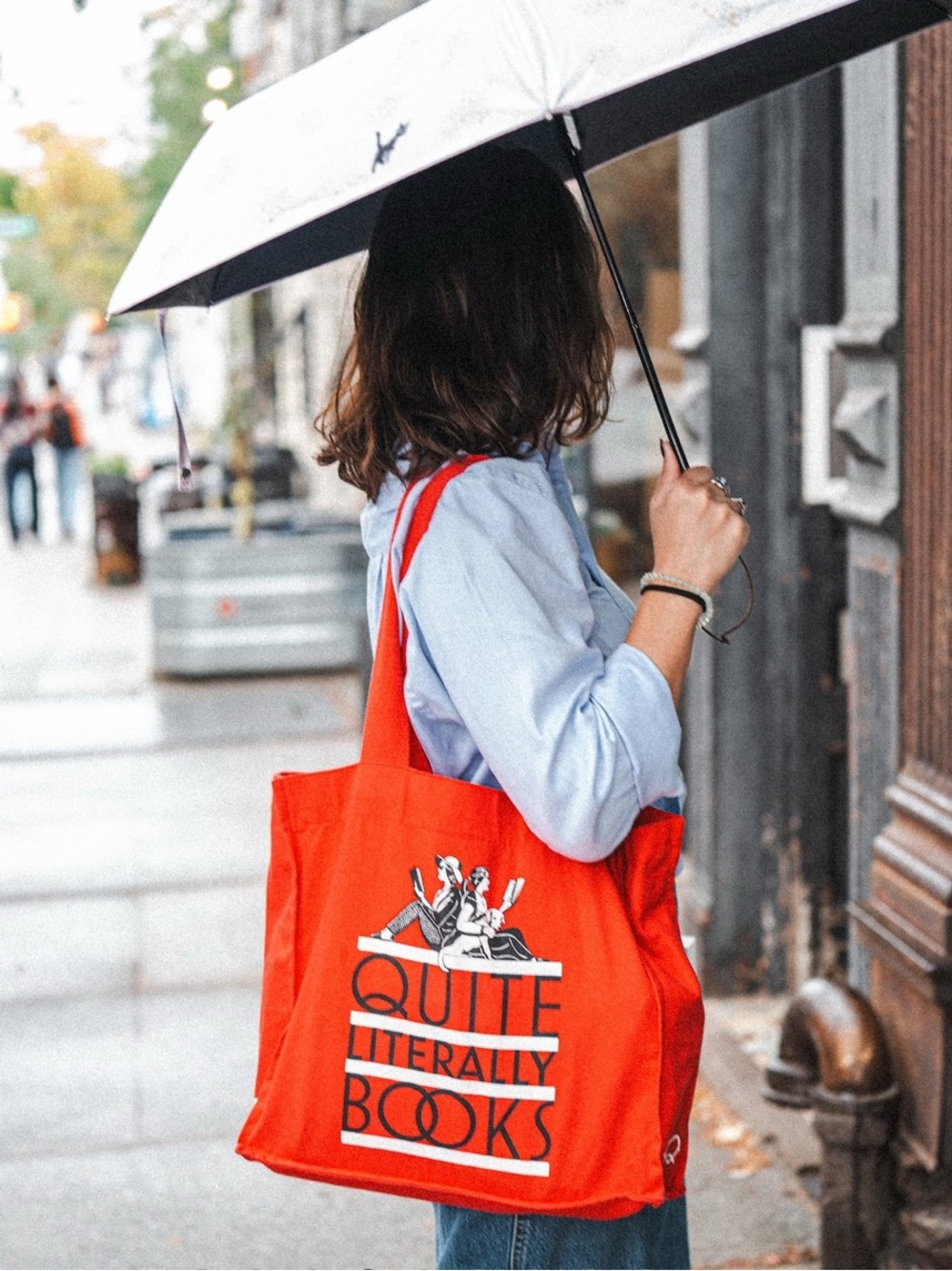 Red 'Quite Literally Books' Canvas Tote Bag